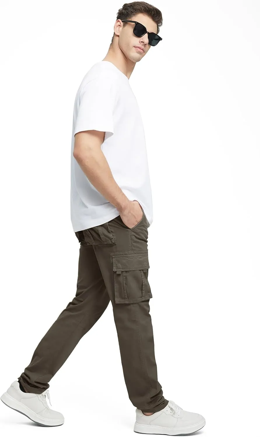 Cargo Pants for Men Cotton Fabric 6 Deep Pockets Straight-Leg Design Work Pants for Men