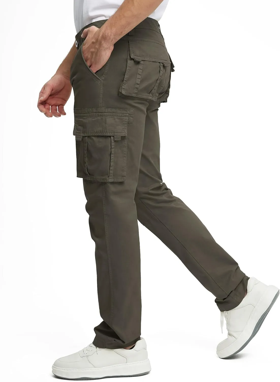 Cargo Pants for Men Cotton Fabric 6 Deep Pockets Straight-Leg Design Work Pants for Men
