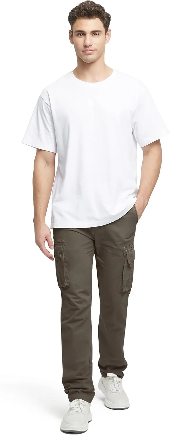 Cargo Pants for Men Cotton Fabric 6 Deep Pockets Straight-Leg Design Work Pants for Men