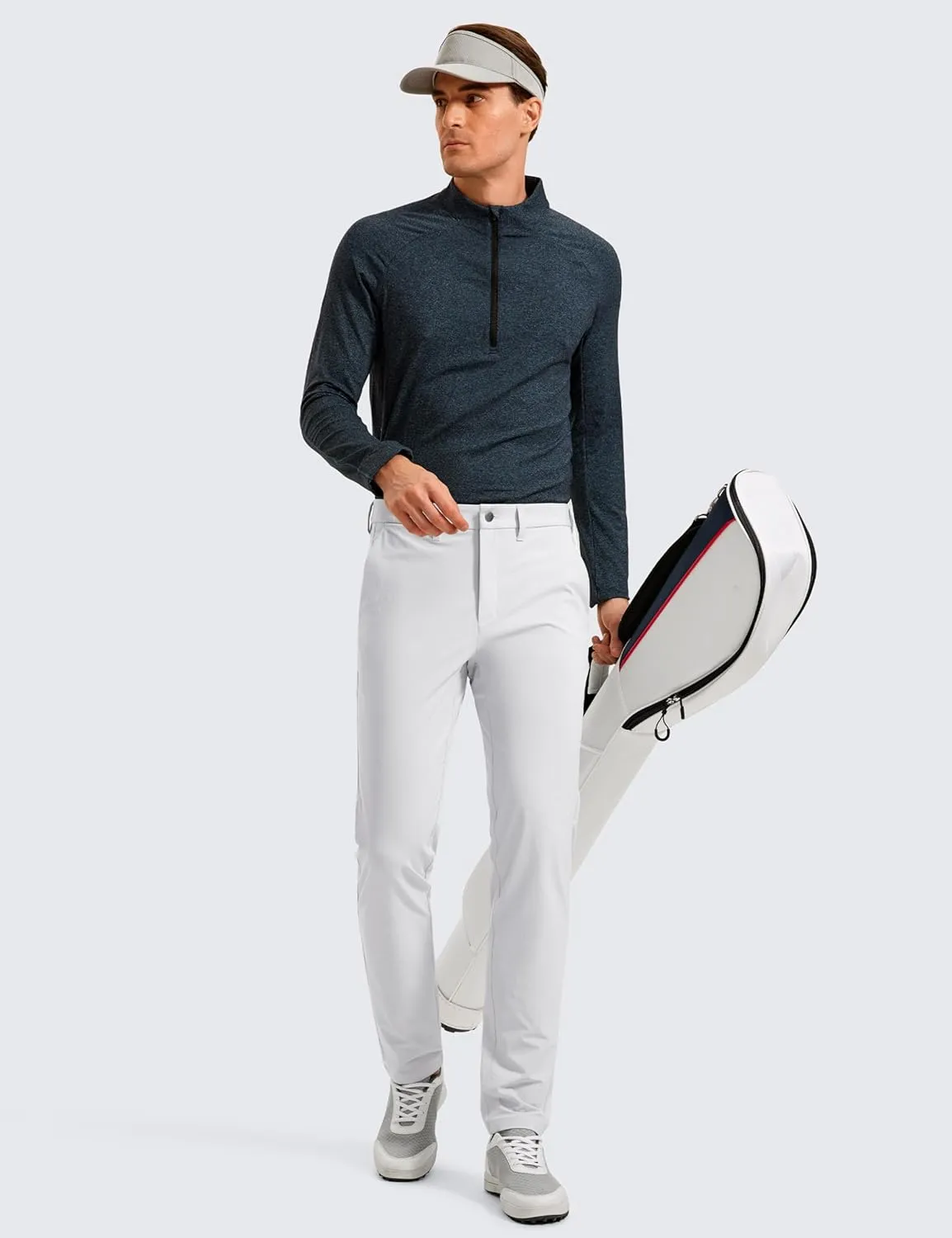 CRZ YOGA Casual Golf Pants for Men - 32" Water Resistant Lightweight Work Dress Trousers with Zipper Pockets
