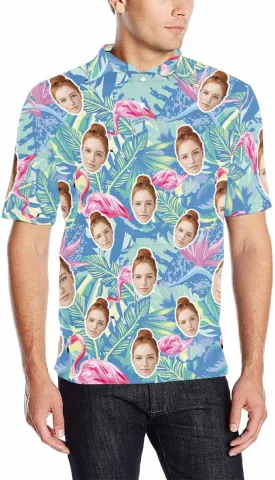 Custom Polo Shirts for Men with Face Design Your Own Customized Golf Shirts Personalized Tee with Text Photo Logo