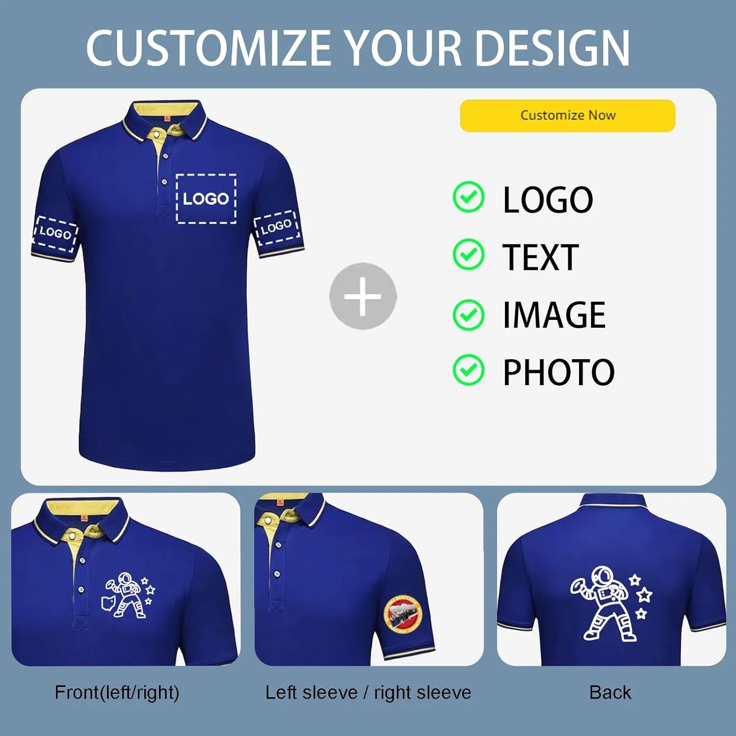 Custom Polo Shirts for Men Women Print Your Design Personalized T-Shirt with Logo Text Photo Short Sleeves