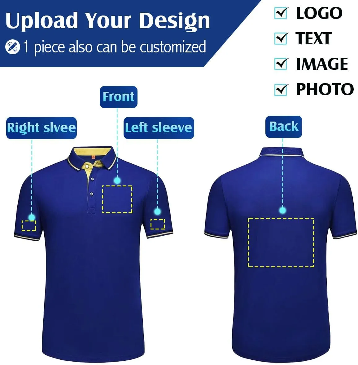 Custom Polo Shirts for Men Women Print Your Design Personalized T-Shirt with Logo Text Photo Short Sleeves