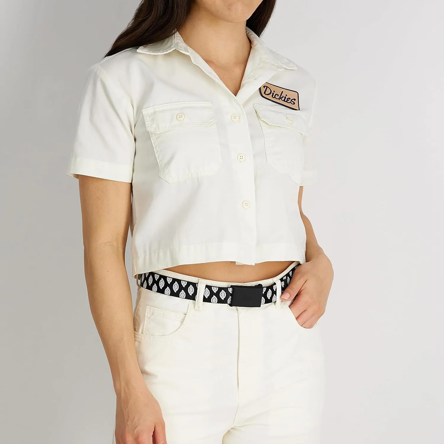 Dickies Women's Tonal Plaque Buckle Fabric Belt