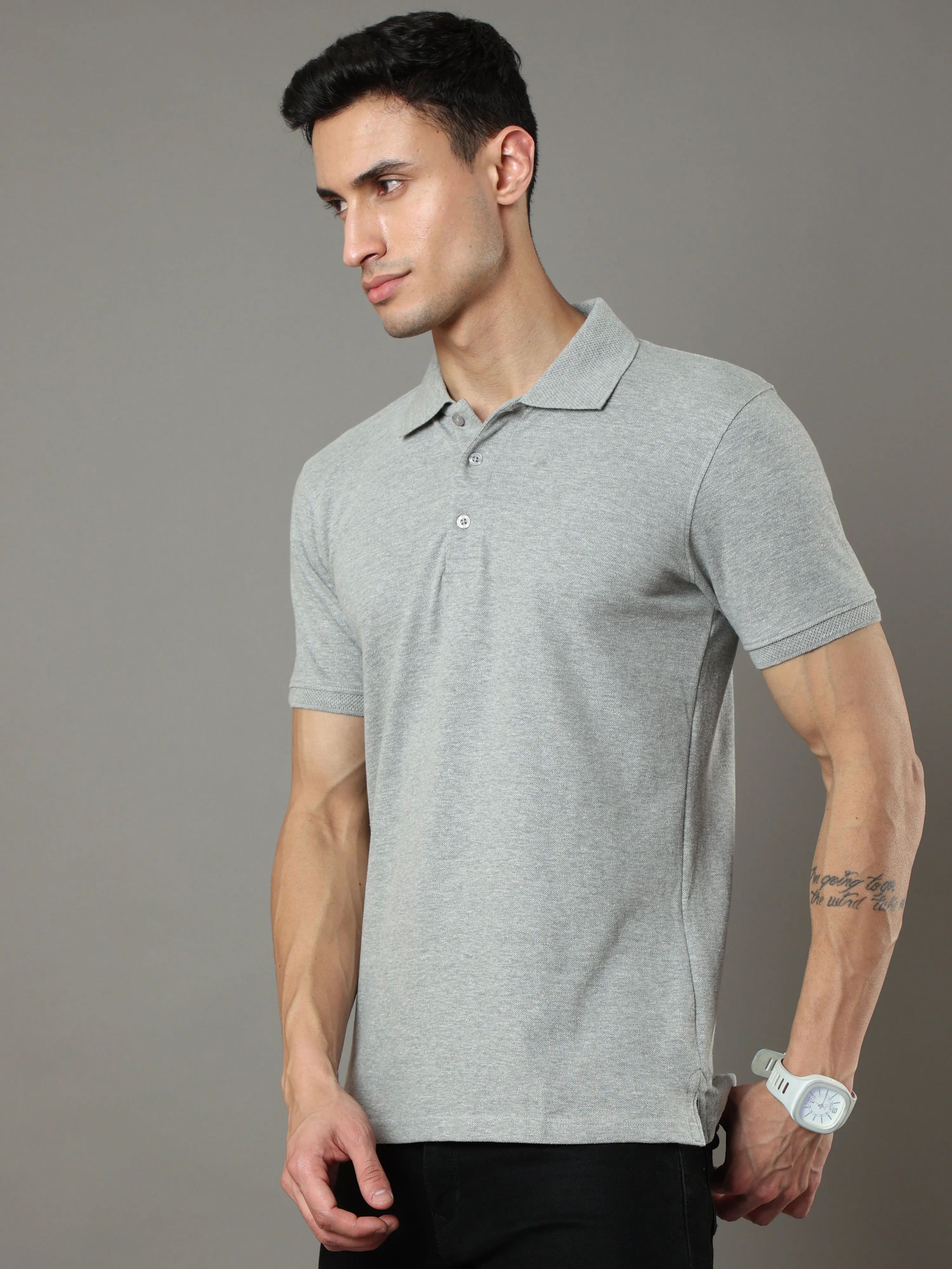 Grey Milange Polo Shirt