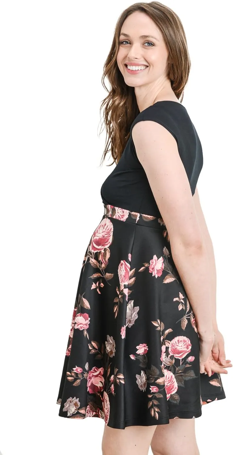 HELLO MIZ Women's Floral Maternity Mini Dress