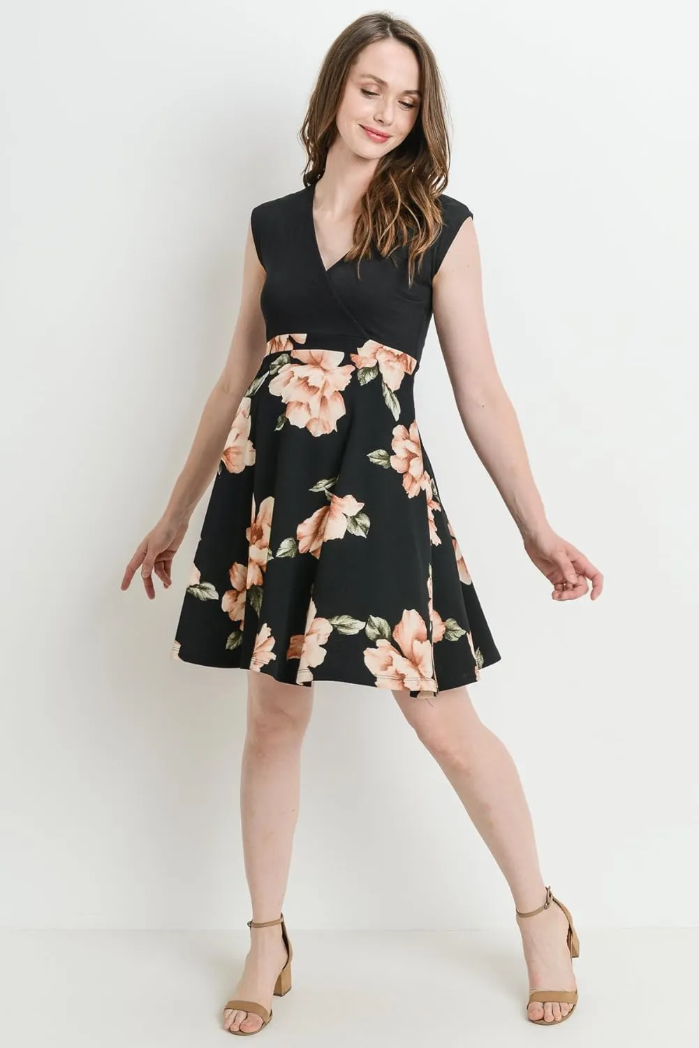 HELLO MIZ Women's Floral Maternity Mini Dress
