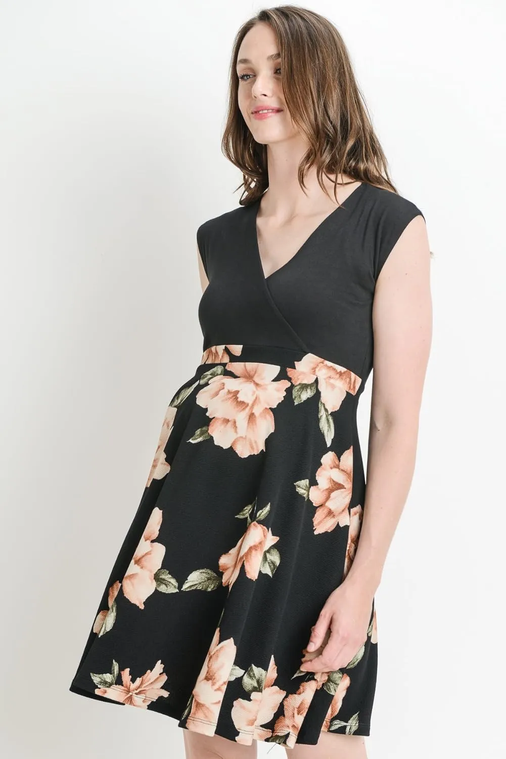 HELLO MIZ Women's Floral Maternity Mini Dress