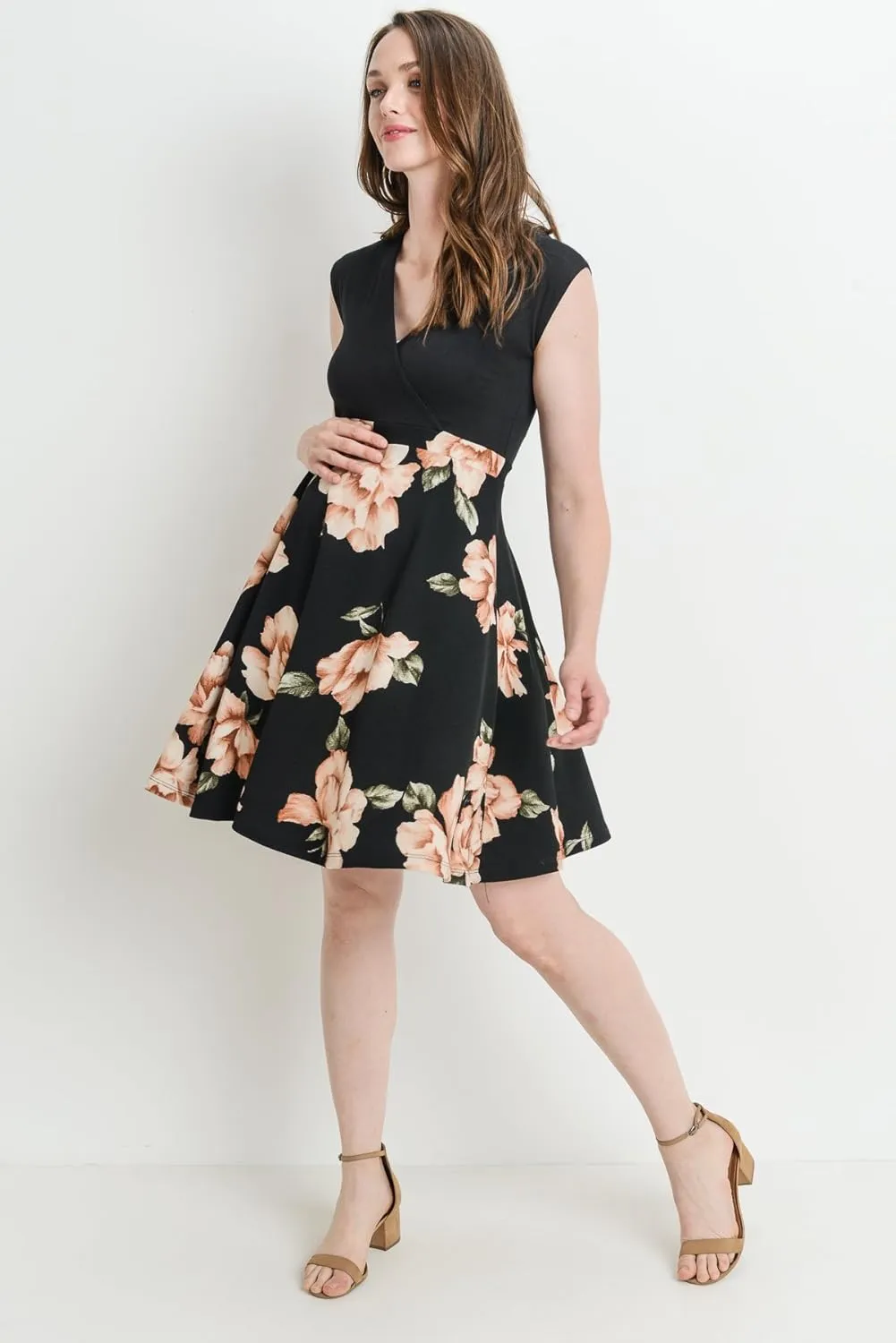 HELLO MIZ Women's Floral Maternity Mini Dress