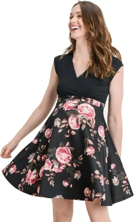 HELLO MIZ Women's Floral Maternity Mini Dress