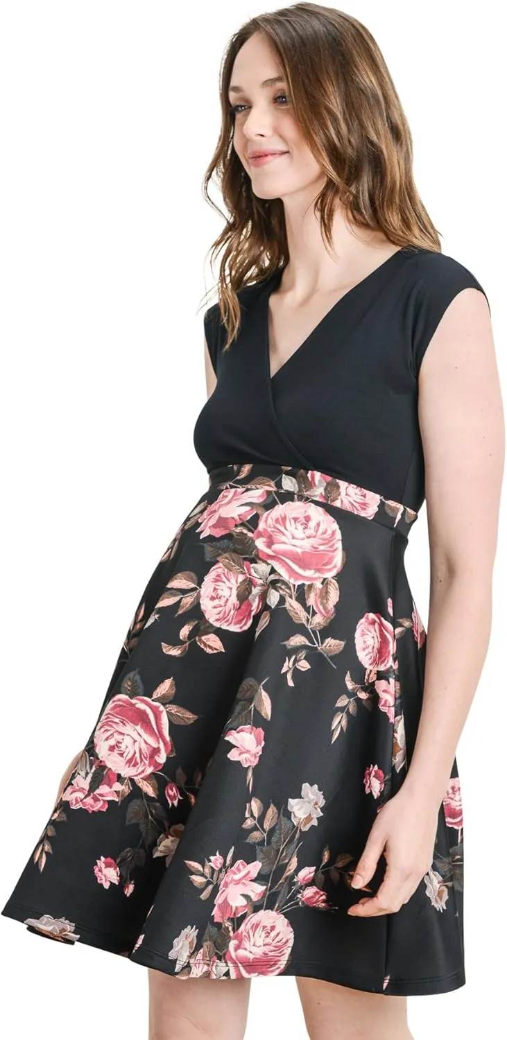 HELLO MIZ Women's Floral Maternity Mini Dress