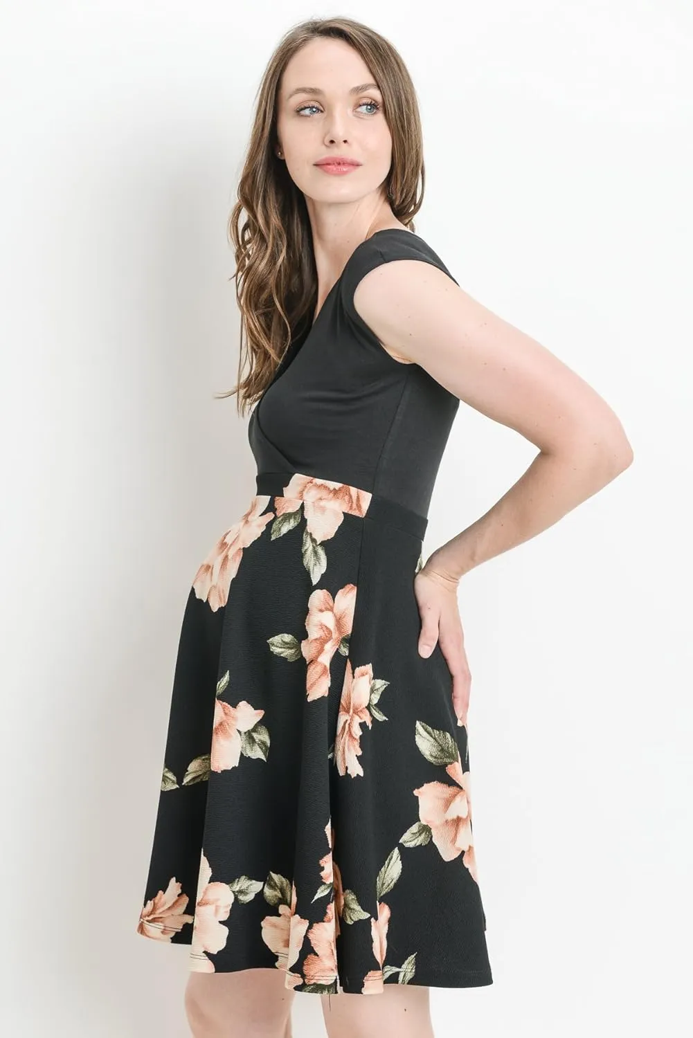 HELLO MIZ Women's Floral Maternity Mini Dress