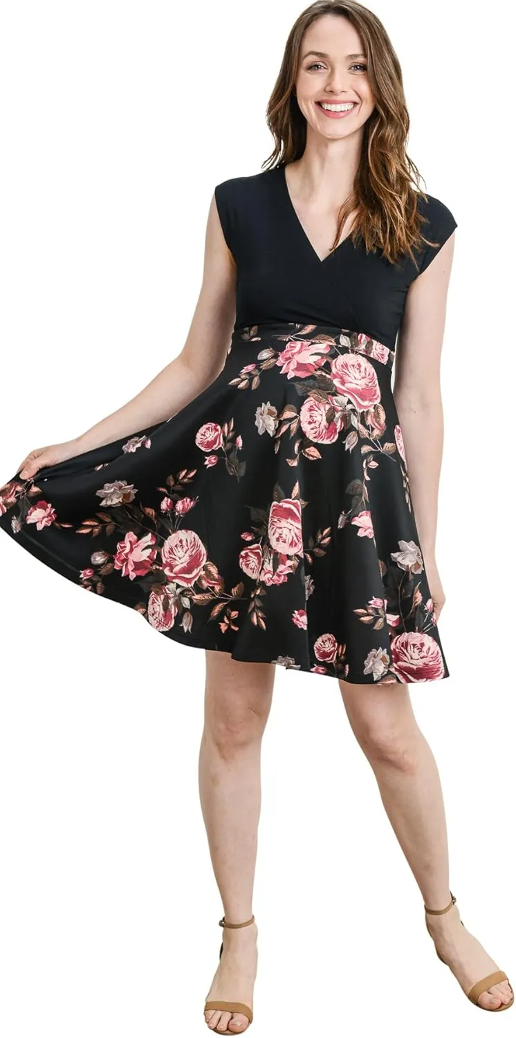 HELLO MIZ Women's Floral Maternity Mini Dress