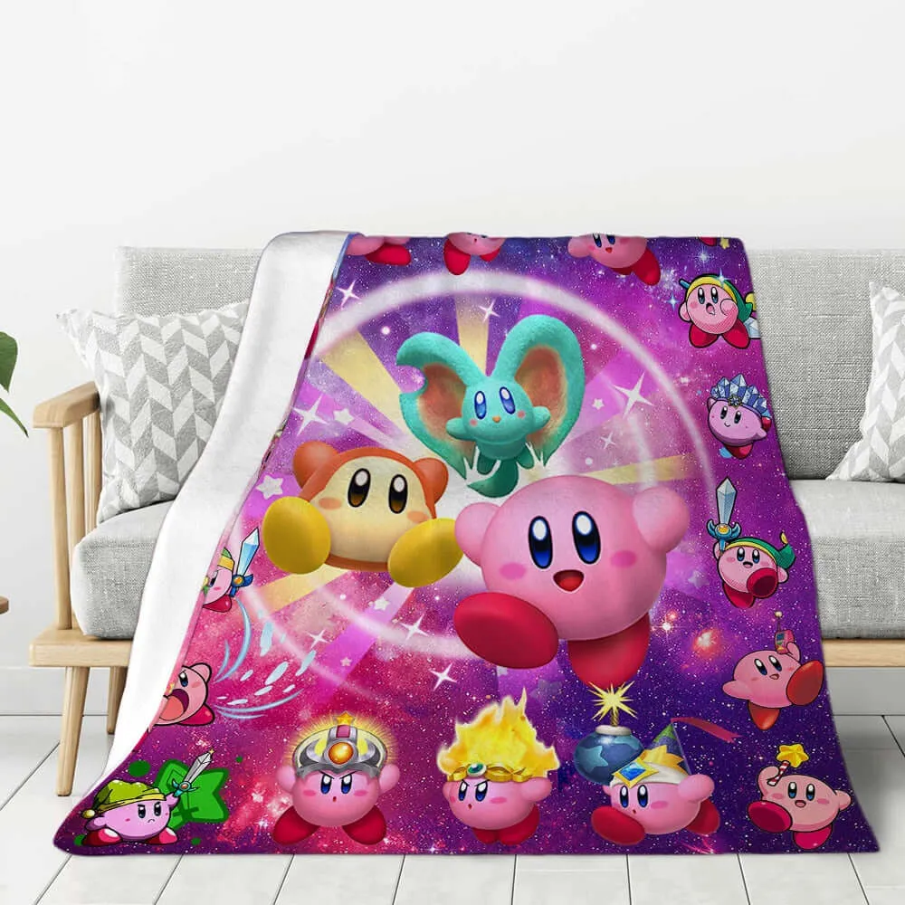 Kid's Kirby Cartoon Video Game Anti-Pilling Flannel Throw Blanket