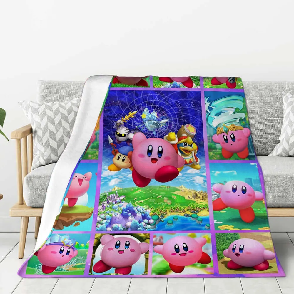 Kid's Kirby Cartoon Video Game Anti-Pilling Flannel Throw Blanket