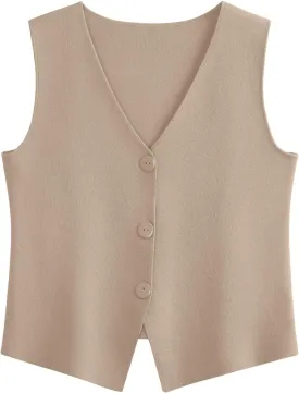 LILLUSORY Sweater Vest Women Sleeveless V Neck Trendy Spring Tops Dressy Button Up 2025 Knit Work Business Casual Outfits
