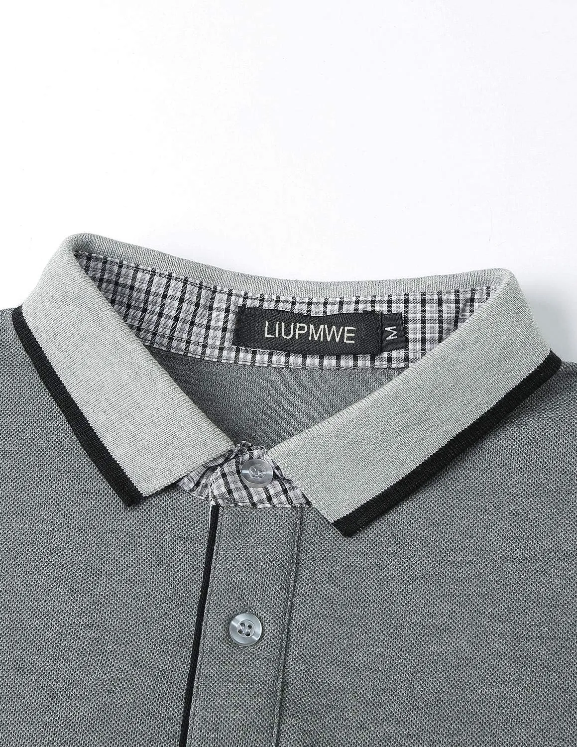 LIUPMWE Polo Shirts for Men with Pocket Elegante Plaided Short Sleeve Cotton T Shirts Golf Shirt