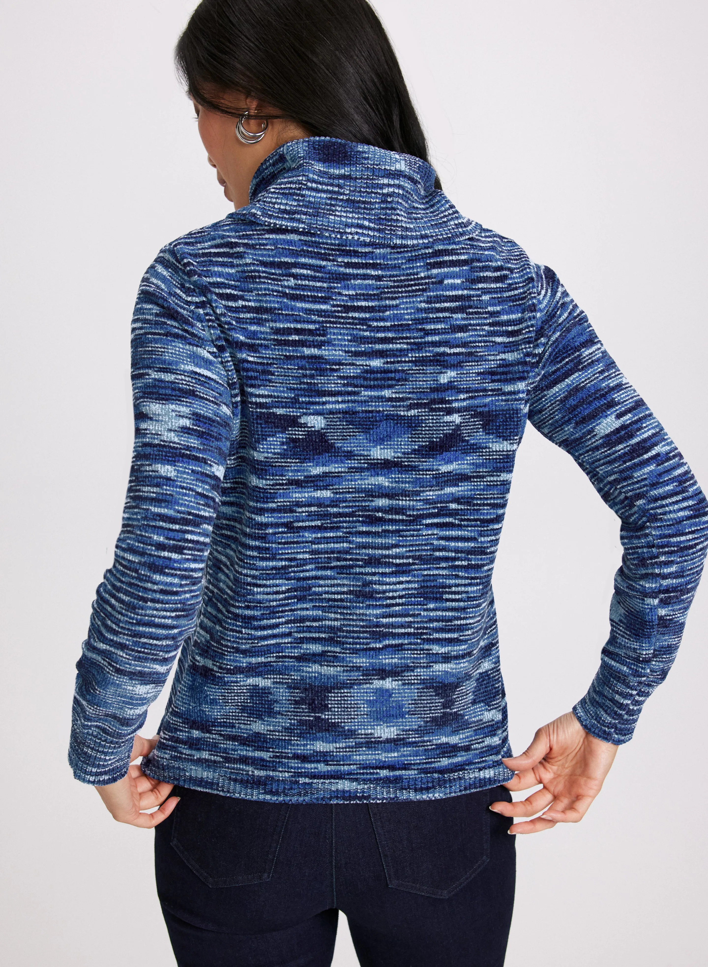 Marled Knit Cowl Neck Sweater
