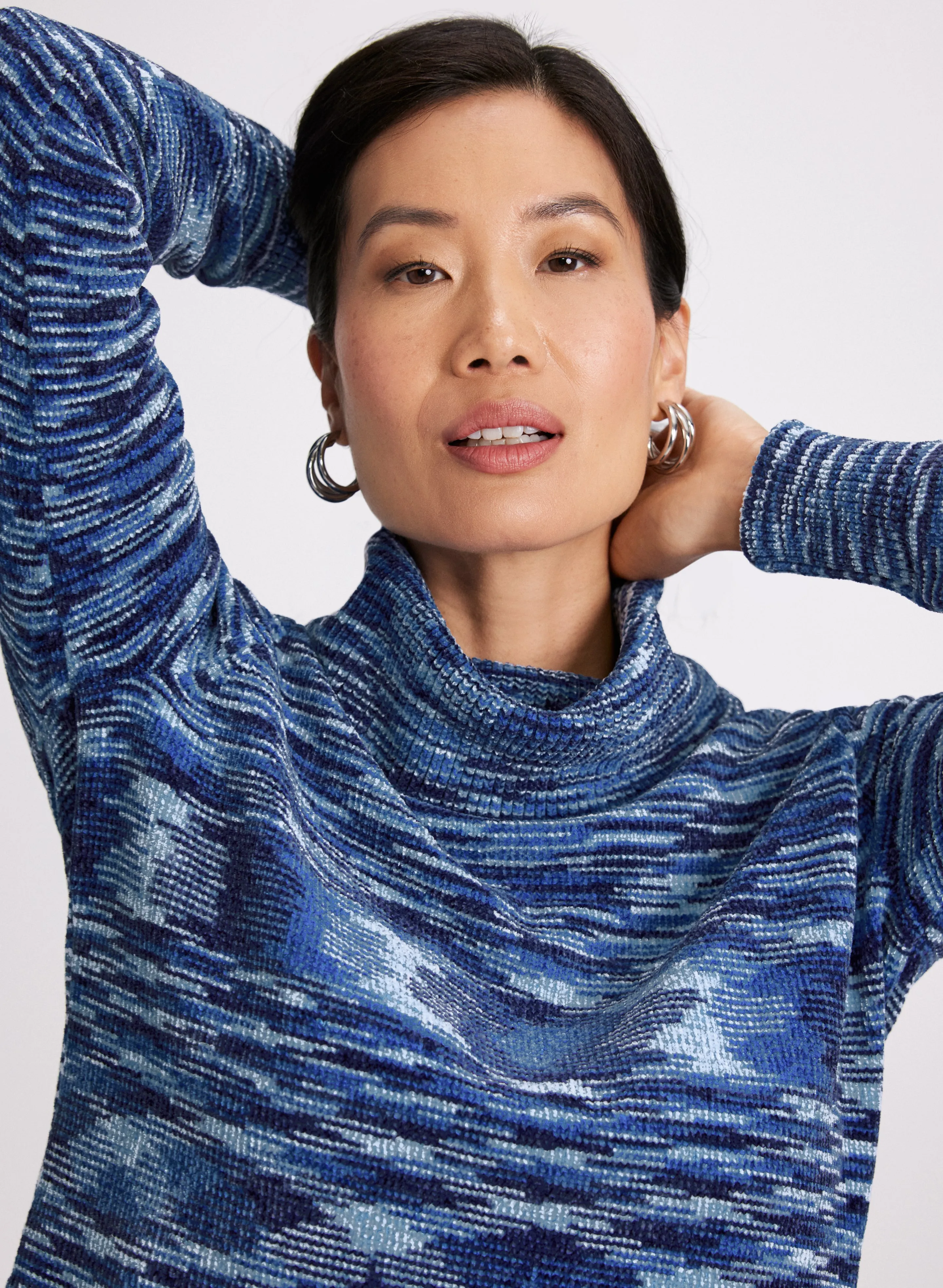 Marled Knit Cowl Neck Sweater