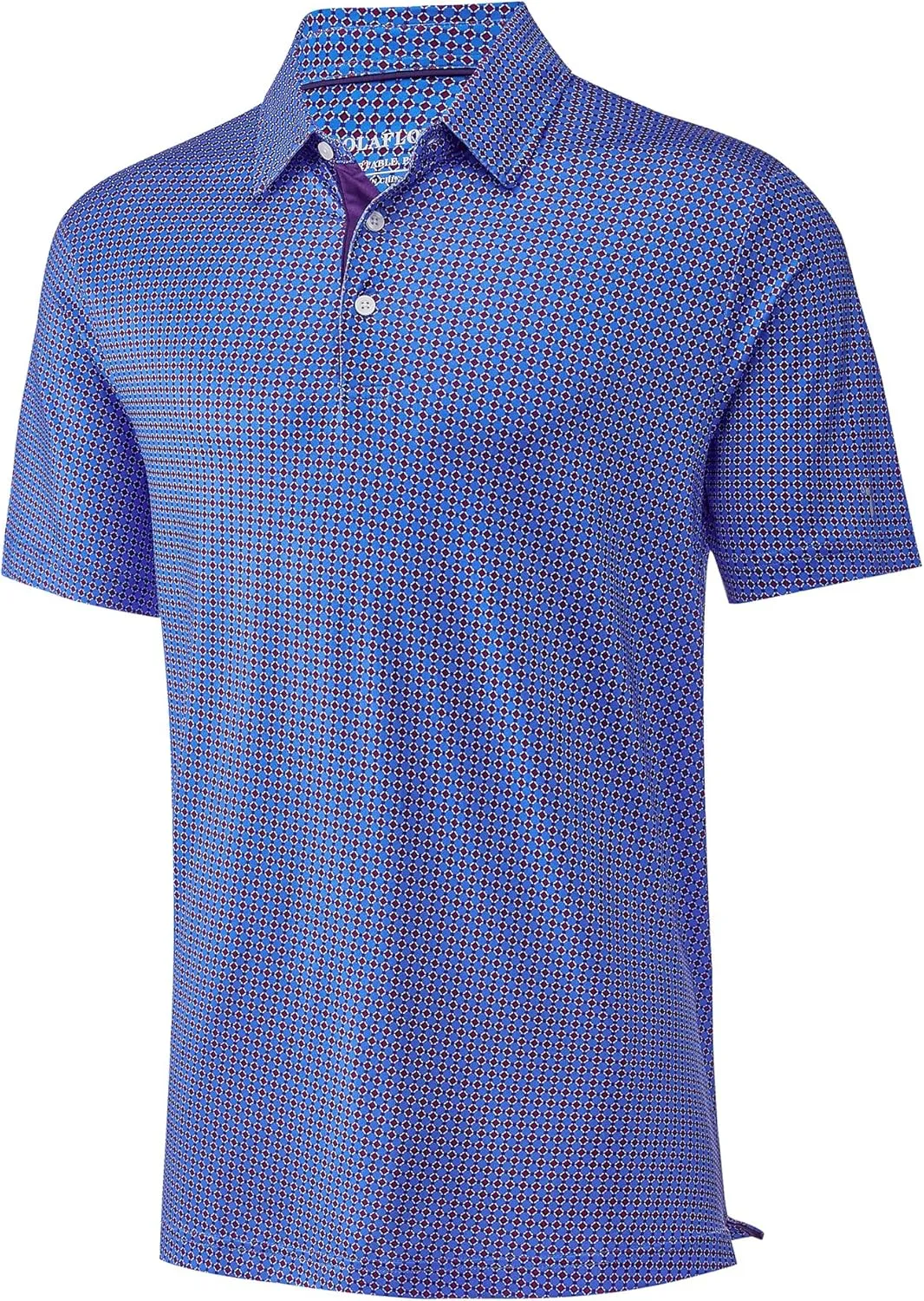 Mens Golf Shirt Moisture Wicking Dry Fit Print Performance Short Sleeve Polo Shirts for Men