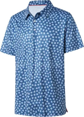 Mens Golf Shirt Moisture Wicking Dry Fit Print Performance Short Sleeve Polo Shirts for Men