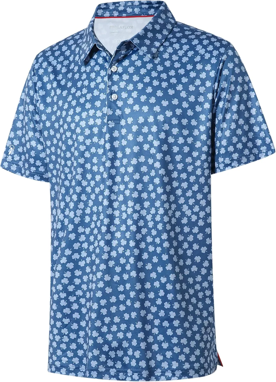 Mens Golf Shirt Moisture Wicking Dry Fit Print Performance Short Sleeve Polo Shirts for Men