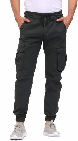 Men's Hiking Cargo Pants Joggers Slim Fit Stretch Lightweight Casual Work Pants with Pockets Drawstring Waist