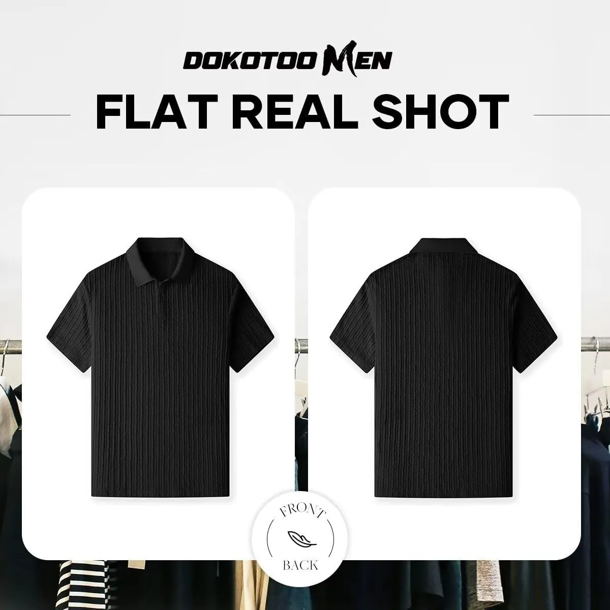Mens Knit Polo Shirts Short Sleeve Button Down Texture Polo T Shirts Casual Golf Polo Collared Shirts
