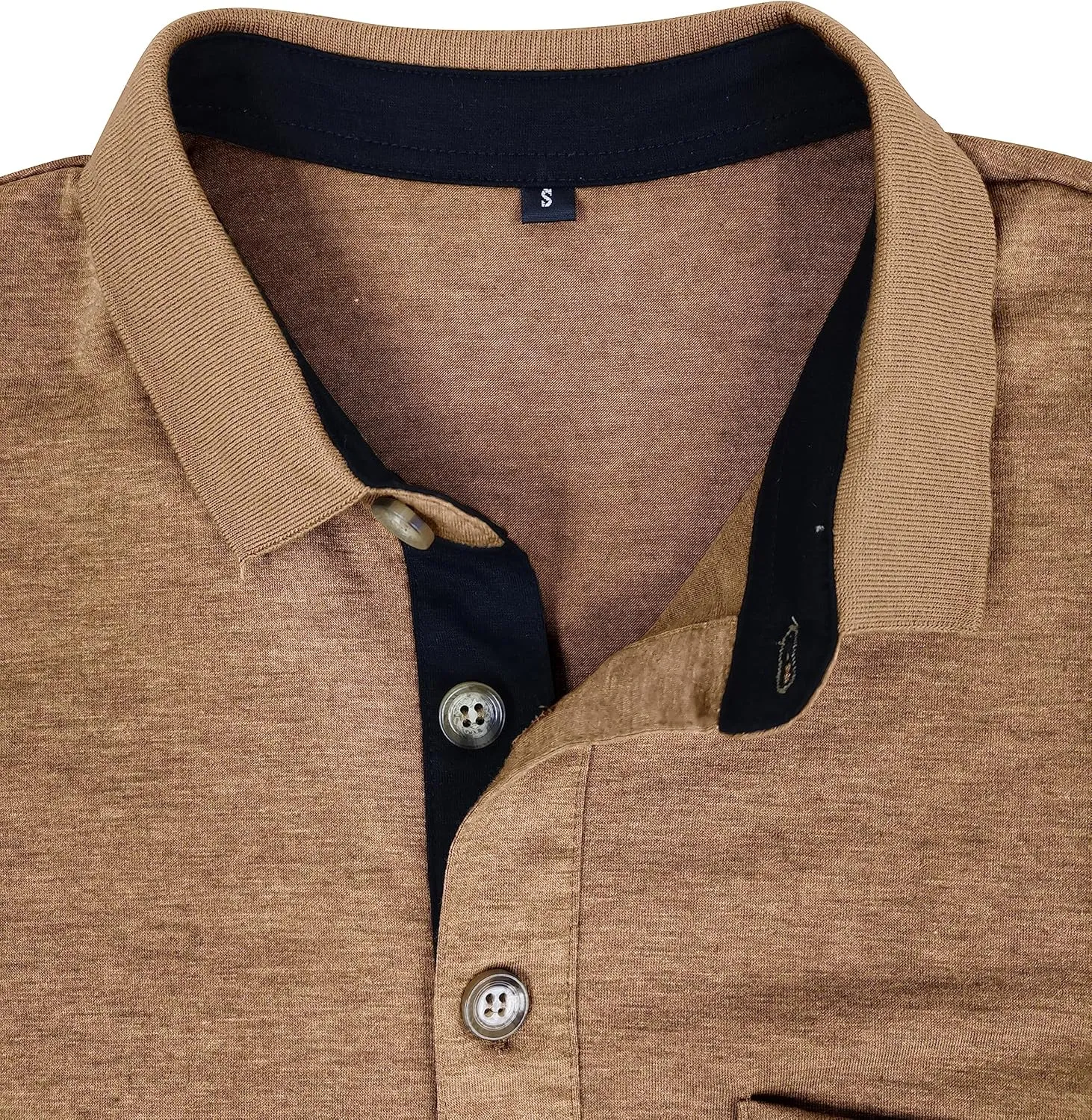 Mens Long Sleeve Polo Shirts Casual Fashion Button Up Collared Golf T Shirts with Pocket