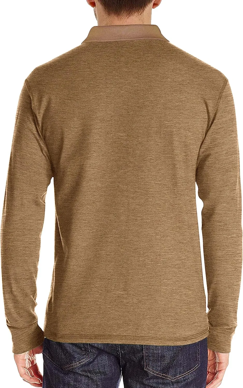 Mens Long Sleeve Polo Shirts Casual Fashion Button Up Collared Golf T Shirts with Pocket
