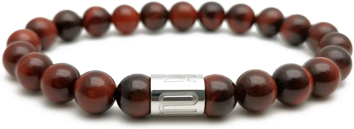 Morchic 8mm Genuine Gemstone Stretch Bracelet for Women Men Unisex, Natural Energy Crystal Stone Beads, Classic Simple Design Cuff Birthday Gift 7.5 Inch