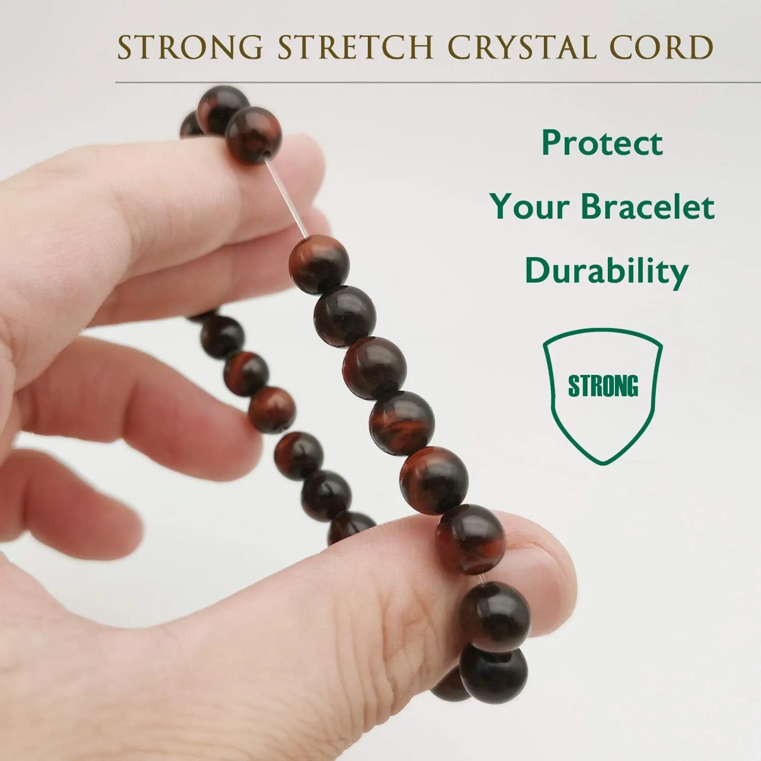 Morchic 8mm Genuine Gemstone Stretch Bracelet for Women Men Unisex, Natural Energy Crystal Stone Beads, Classic Simple Design Cuff Birthday Gift 7.5 Inch