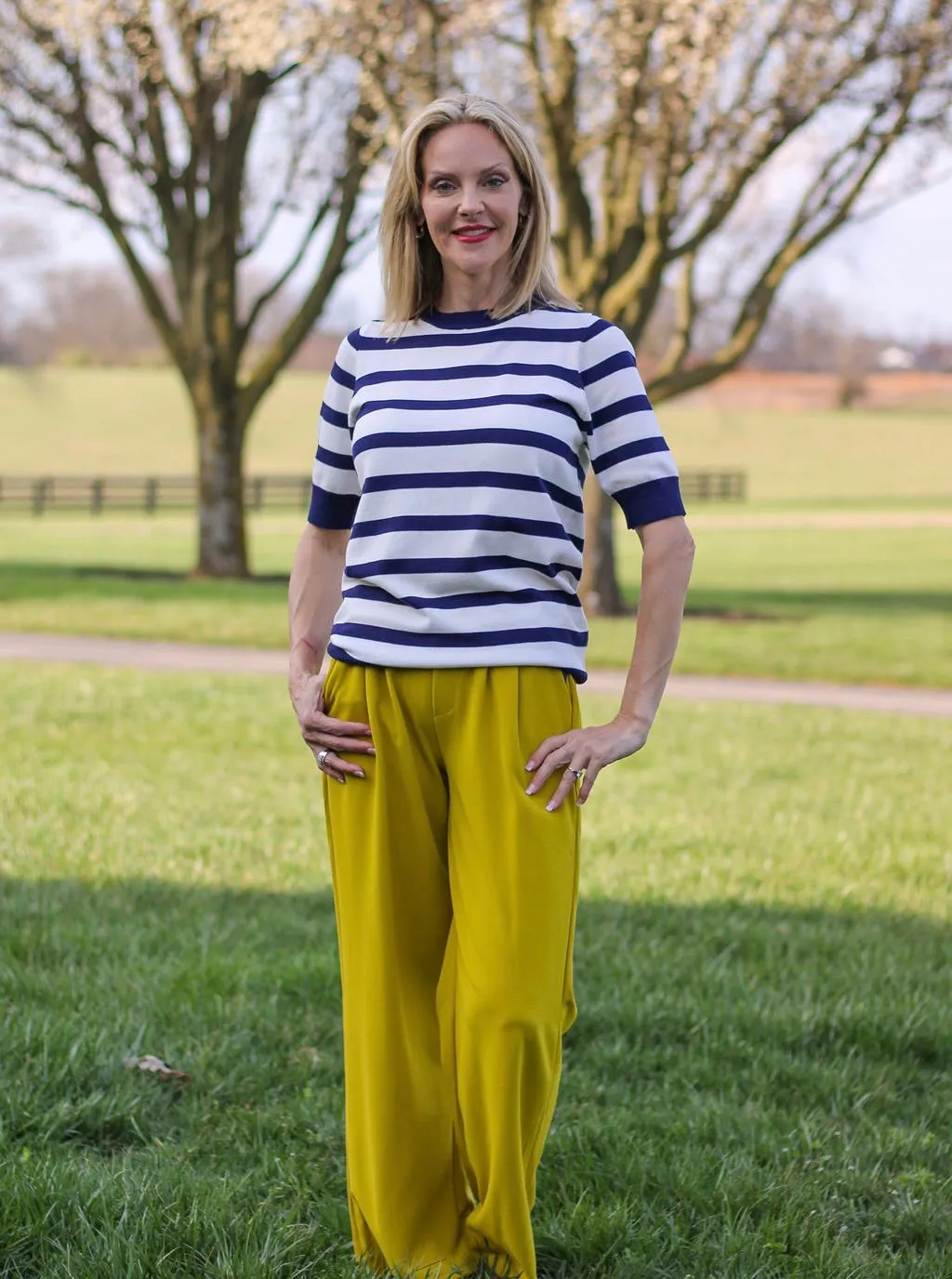 Navy and White Stripe Lightweight Sweater