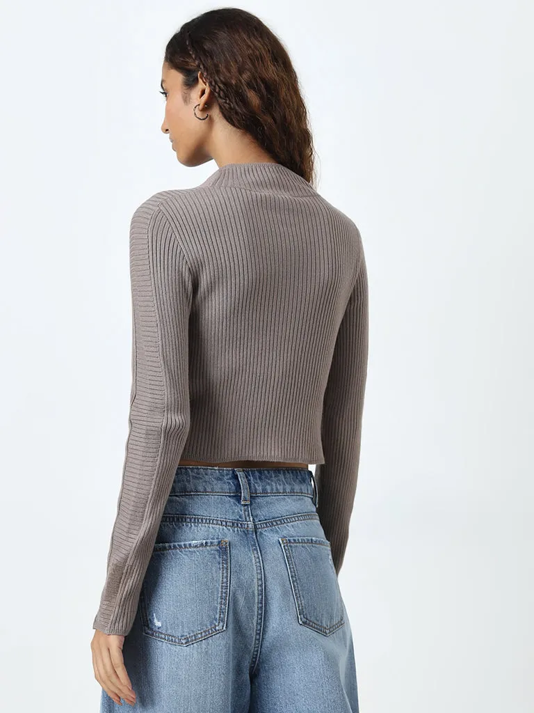 Nuon Grey Ribbed Cardigan