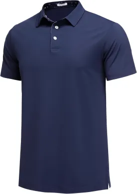 PINSPARK Mens Polo Shirts Short Sleeve Moisture Wicking Dry Fit Performance Casual Collared Polo Golf Shirts for Men