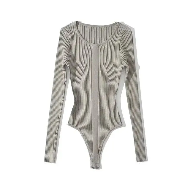 Pre Order:  Ribbed Stretchable Knit Bodysuit
