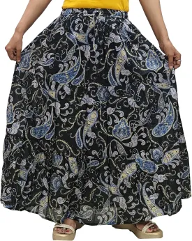 Rastogi Handicrafts Women's Boho Maxi Skirt, Paisley Floral Print, Geometric Pattern, Waist, Long Flowy Design