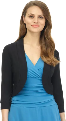 Rekucci Women's Soft Knit Rounded Hem Stretch Bolero Shrug
