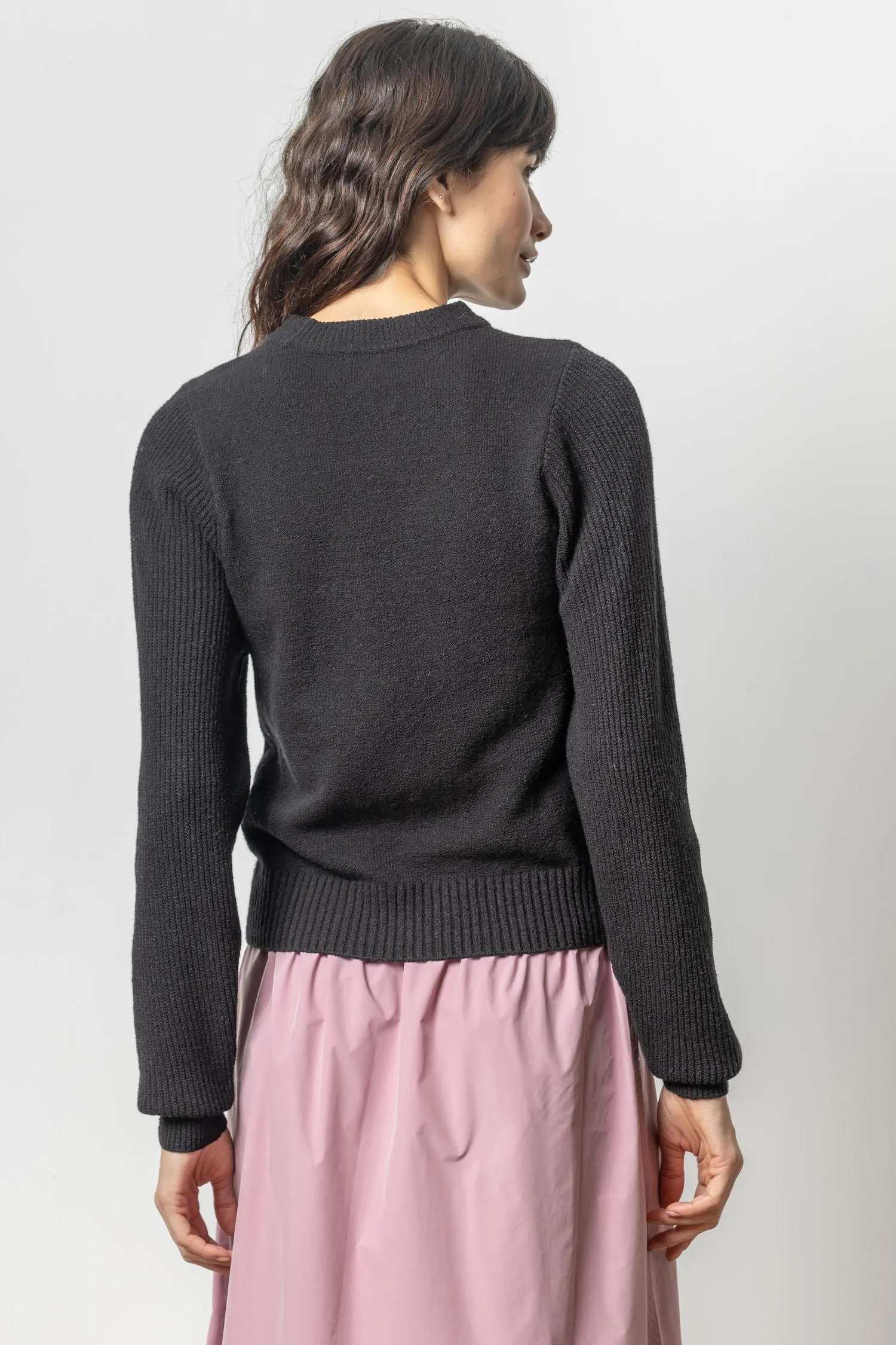 Rib Sleeve Crewneck Sweater
