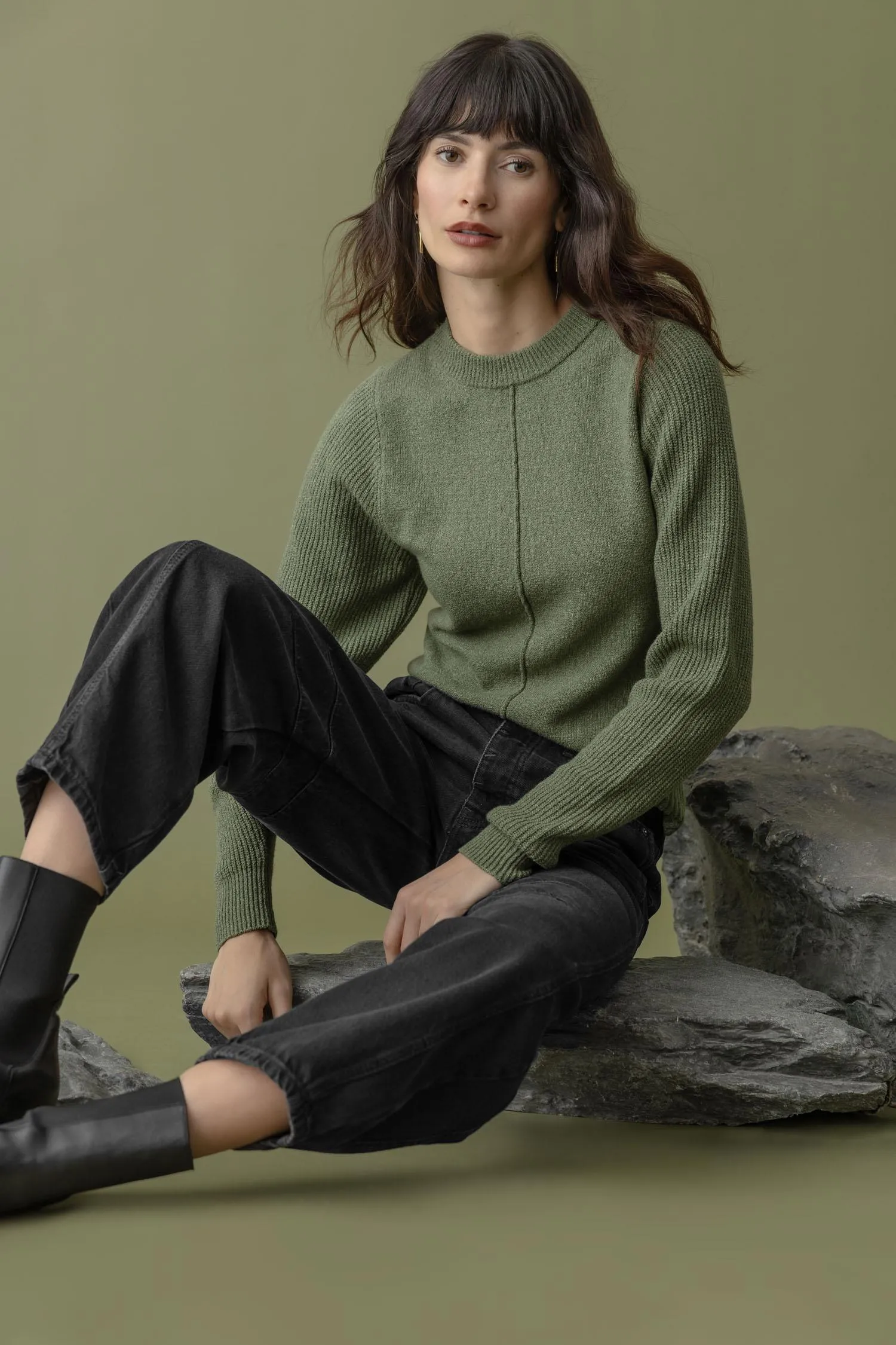 Rib Sleeve Crewneck Sweater