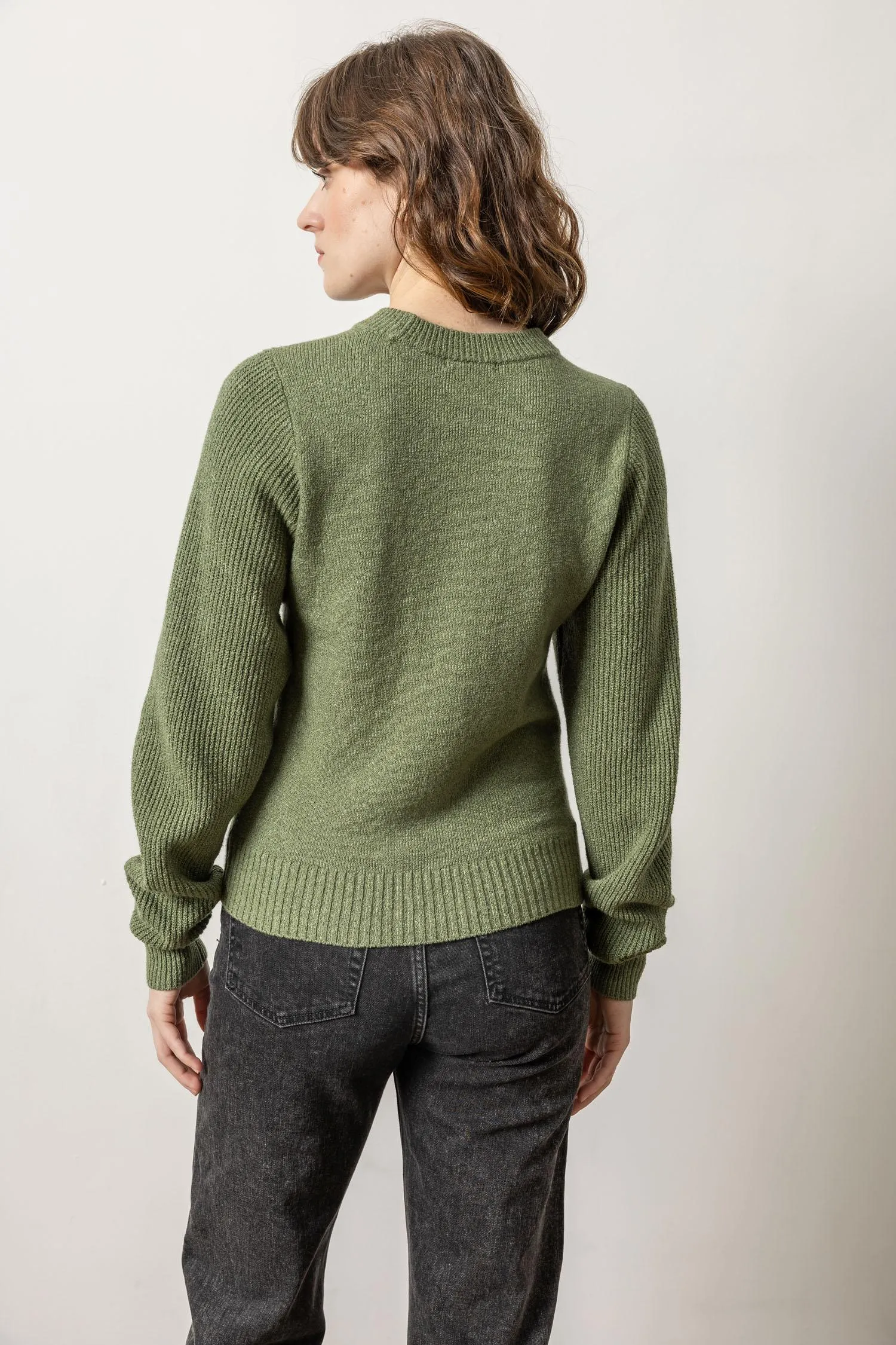 Rib Sleeve Crewneck Sweater
