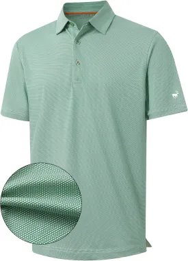 Rouen Mens Polo Shirts Short Sleeve Soft Lightweight Performance Dry Fit Jacquard Casual Collared Golf Polo Shirts for Men