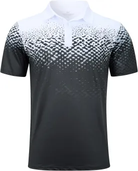 uideazone Mens Golf Shirt Dry Fit Athletic Polo Shirts Moisture Wicking Performance 3D Print Short Sleeve
