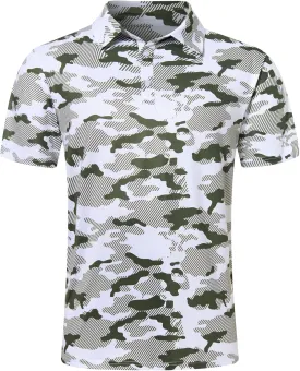 uideazone Mens Golf Shirt Dry Fit Athletic Polo Shirts Moisture Wicking Performance 3D Print Short Sleeve