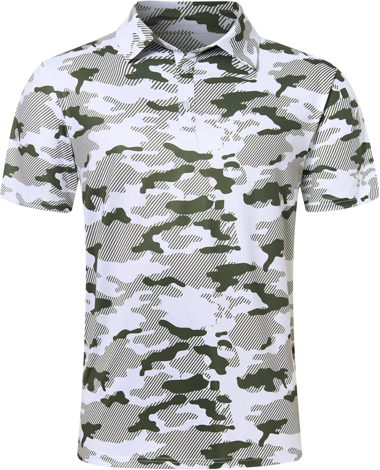 uideazone Mens Golf Shirt Dry Fit Athletic Polo Shirts Moisture Wicking Performance 3D Print Short Sleeve