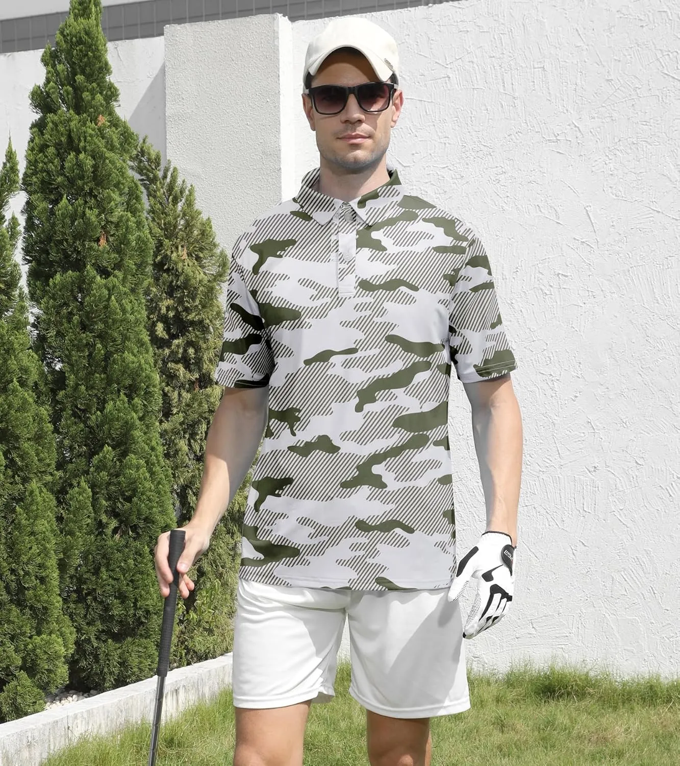 uideazone Mens Golf Shirt Dry Fit Athletic Polo Shirts Moisture Wicking Performance 3D Print Short Sleeve