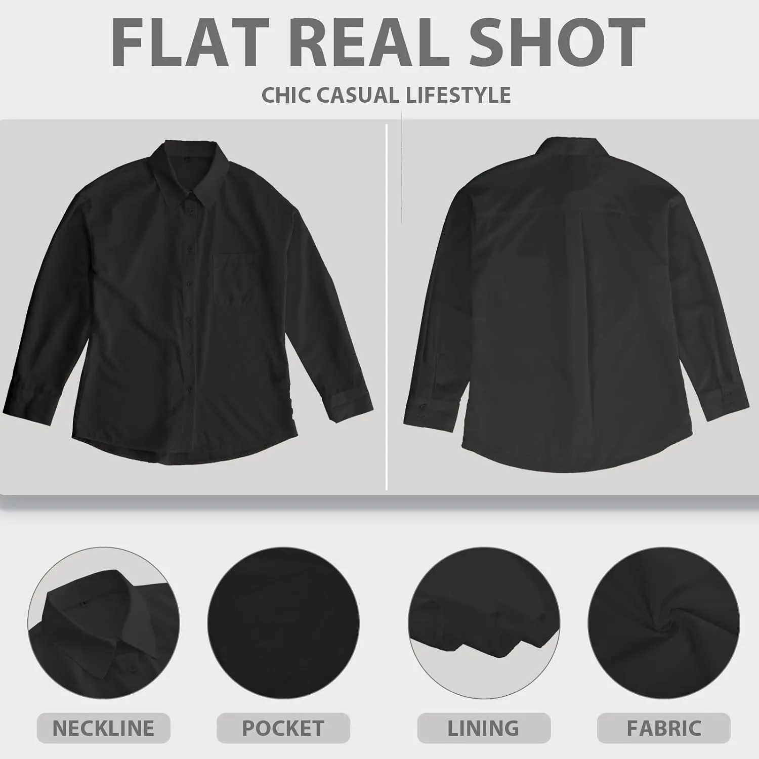 Womens Button Down Shirts Long Sleeve Wrinkle Free Work Office Button Up Dress Shirt with Pocket
