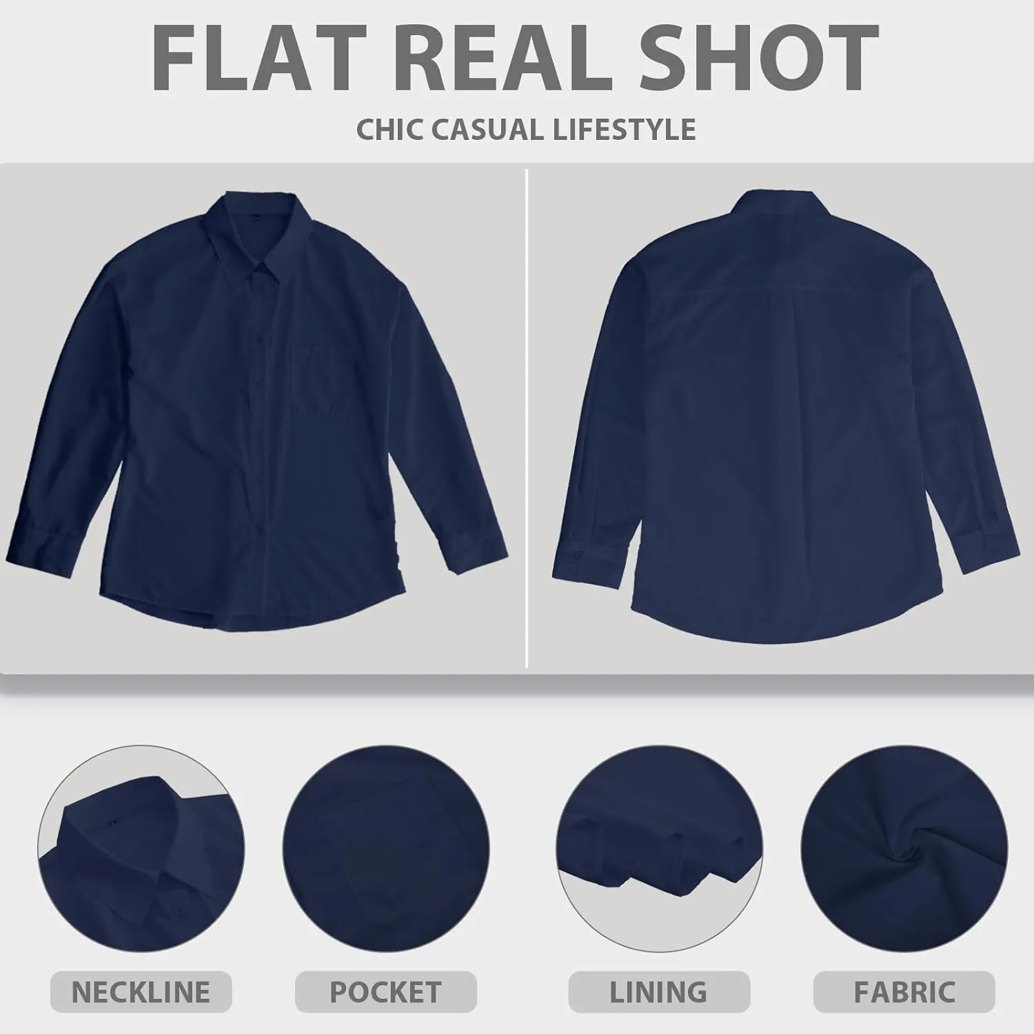 Womens Button Down Shirts Long Sleeve Wrinkle Free Work Office Button Up Dress Shirt with Pocket
